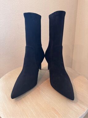 Stuart Weitzman Wren 75 Black Stretch Suede Sock Boot - Size 9.5 - NIB - $575